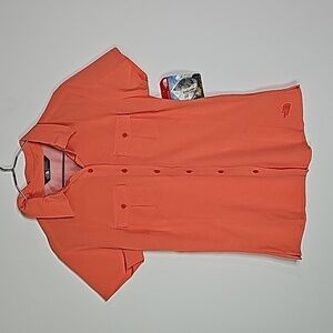 The North Face small salmon pink outdoors button down short sleeve
